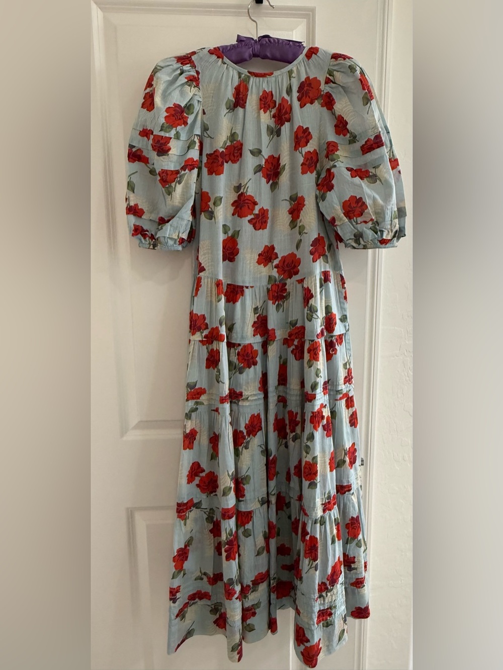 The Great Pleated Ravine Midi Dress Western Rose pearl button cotton - Picture 9 of 14